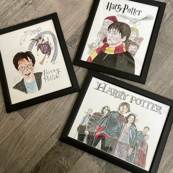 Harry Potter Art Print Set by Artist Bernice Batoff  Framed - Picture 1 of 4